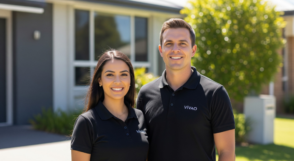 Asesor de Vivao explicando un plan a un cliente en una oficina moderna.